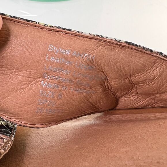 Madewell skyler slide sandals snake print leather brown green cross strap - Picture 6 of 6